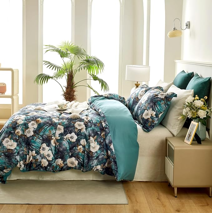Cupocupa Duvet Cover Queen Size Set Boho Floral Pattern Queen Duvet Cover Set - Image 3