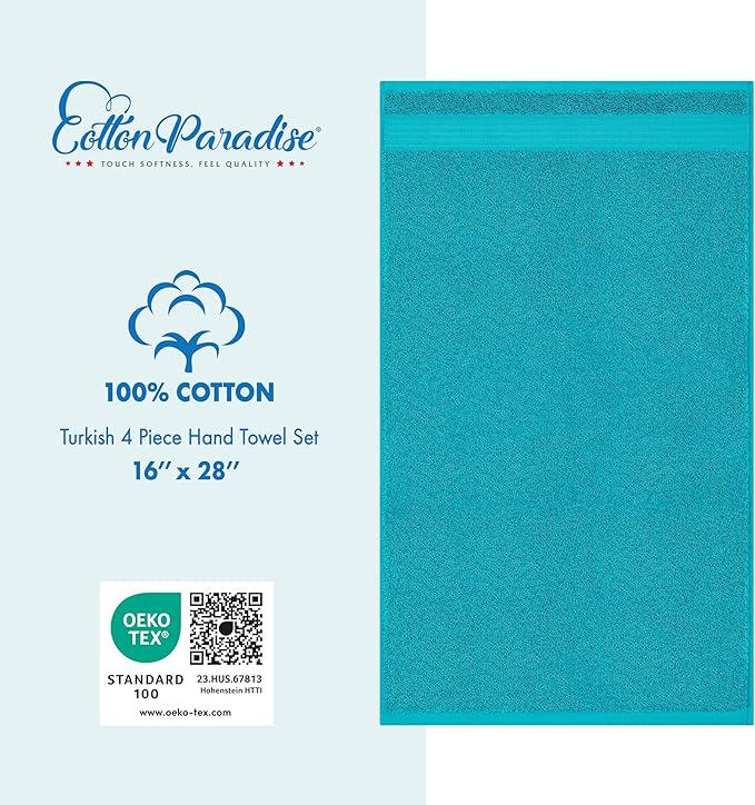 Cotton Paradise Hand Towels for Bathroom, 100% Cotton Turkish 4 Piece Hand - Image 4