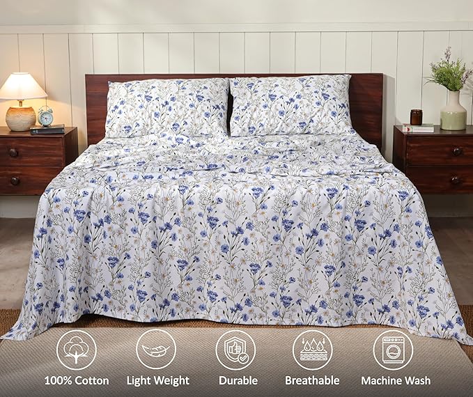 RUVANTI 100% Cotton Sheets – King Size Percale Bedding, Cooling & Breathable - Image 3