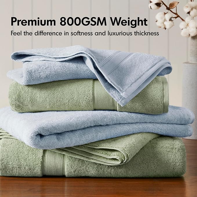Madison Park 800GSM Bathroom Towel Set of 8 100% Cotton Bath Towel Set - Image 2