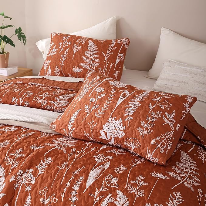 JANZAA Terracotta Bed Spread Boho Quilt - Image 3