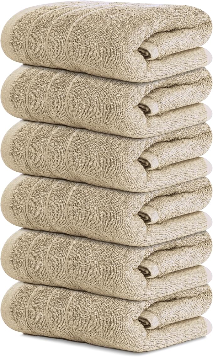Tens Towels Pack of 6 Hand Towels, 100% Cotton, Lighter Weight, Quick to Dry by TensTowels