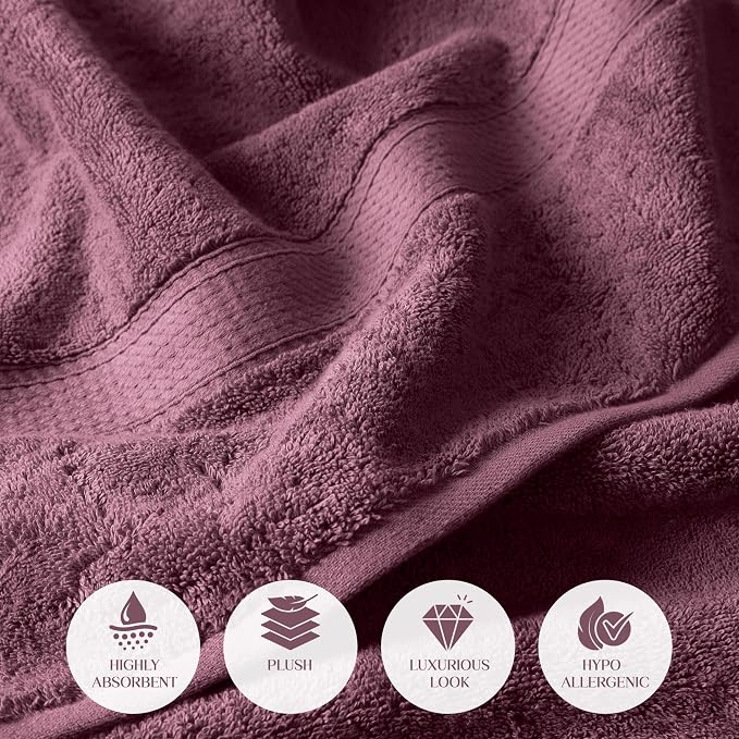SUPERIOR Egyptian Cotton Pile Bath Towel Set of 2, Ultra Soft Luxury Towels - Image 7