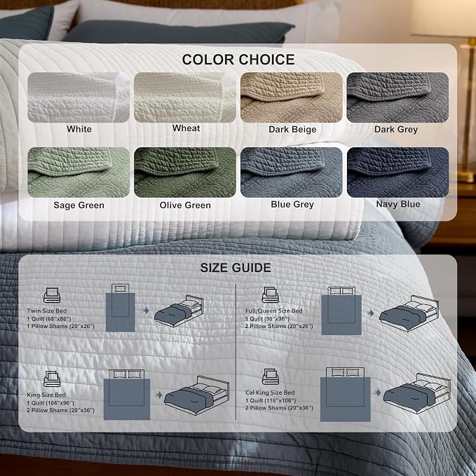 palassio Striped Olive Green 100% Cotton Quilt California Cal King Size Bedding - Image 8