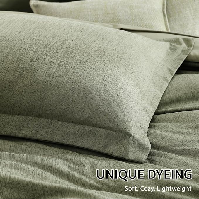 Monbix Twin XL Comforter Set Sage Green, Cationic Dyeing Bedding Set Reversible - Image 6