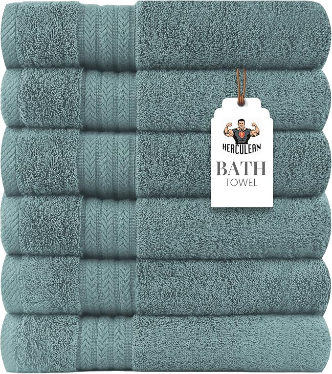 HERCULEAN Large Bath Towels 24 x 50 Pack of 6 | Quick Dry and Highly Absorbent by Unknown