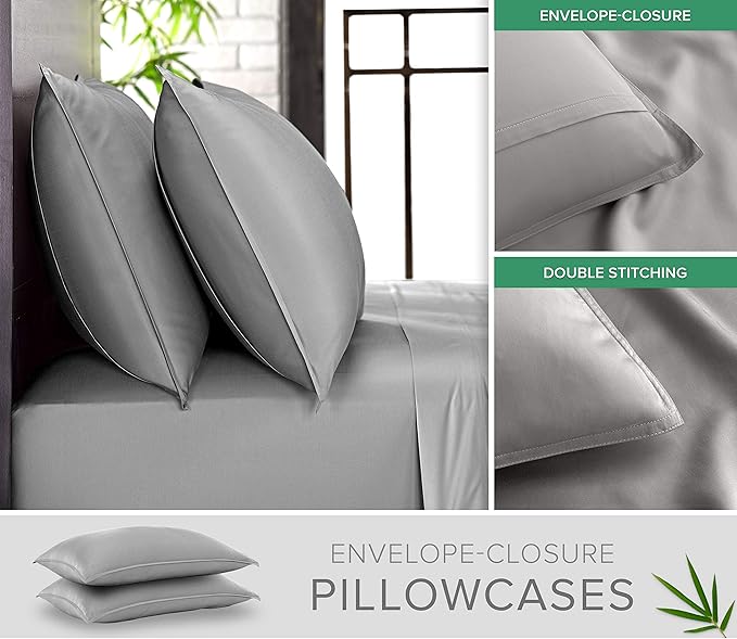 Queen Pillowcases by Pure Bamboo, Genuine 100% Organic Viscose Derived from - Image 2