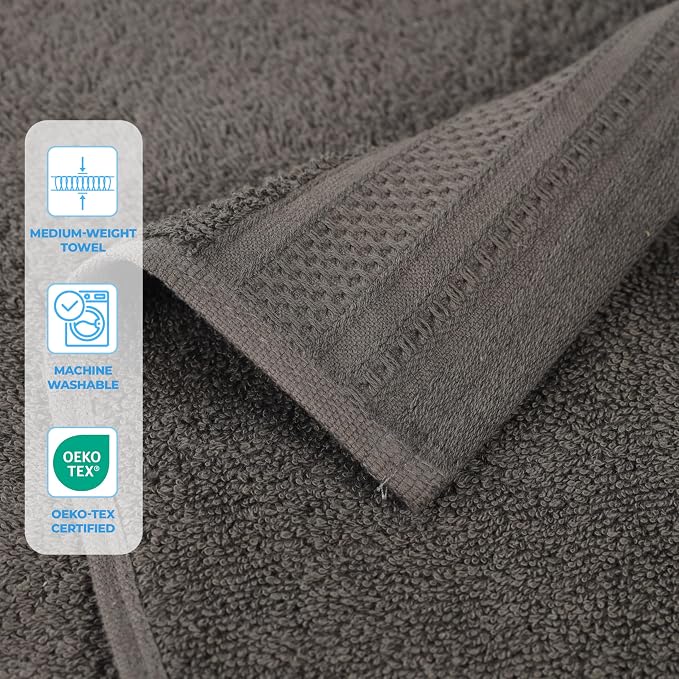 Superior Honeycomb 100% Cotton 500 GSM 12 Piece Bath Towel Set, 6 Washcloths - Image 3