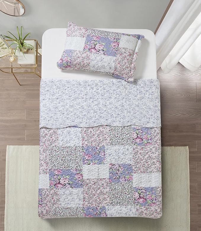 Brilliant Sunshine Roses Toile Quilt Set, 2-Piece Bedding Sets, Traditional - Image 6