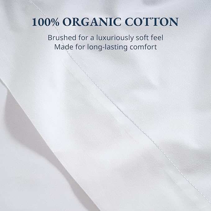 Lane Linen 100% Organic Cotton Queen Size Flat Sheet Only - Image 5