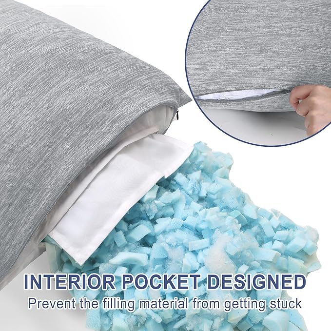 DWCN Cooling Body Pillow for Adults, 20x60 Inch Light Grey - Image 3