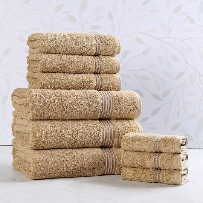 Superior Egyptian Cotton 9-Piece Towel Set, Guest Bath Decor Essentials by SUPERIOR