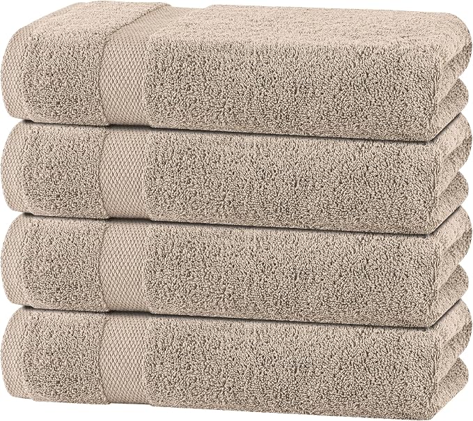 Wealuxe Taupe Bath Towels 27x54 Inch, Cotton Towel Set by WhiteClassic