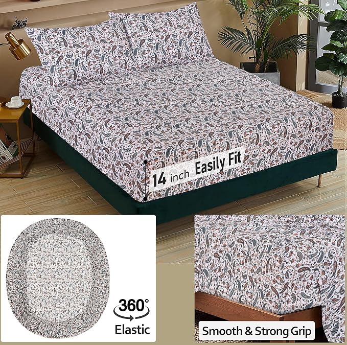 RUVANTI 100% Cotton Sheets – California King Percale Bedding, Cooling & - Image 5