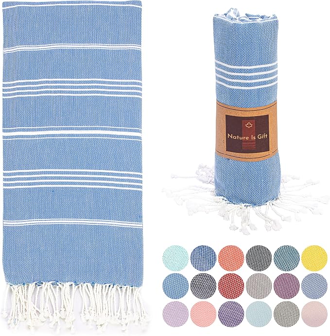 Beach Towel 100% Cotton Turkish Beach Towel Adult 38x70 Inch Pre-washed by NatureIsGift