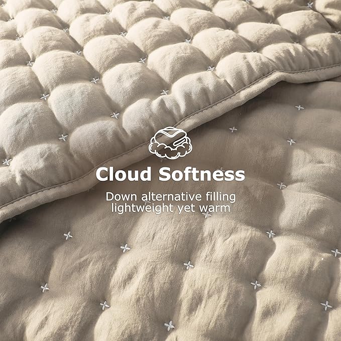WDCOZY Beige California Cal King Size Quilt Bedding Sets - Image 3