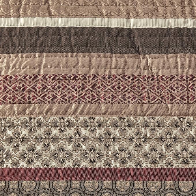 Madison Park Quilt Set Luxurious Jacquard Stripes Design - Image 15