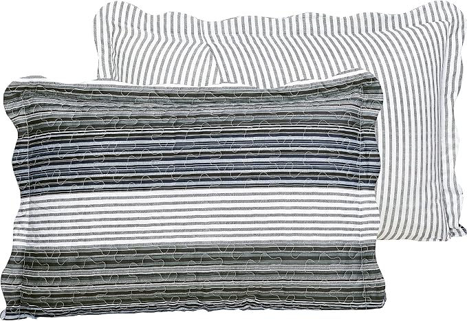 Brilliant Sunshine Multi Grey Stripes Patchwork, 3-Piece Quilt Set - Image 6