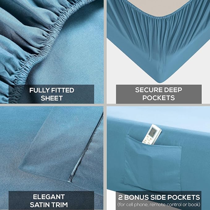 Mueller Ultratemp Bed Sheets Set, Super Soft 1800, 6 Piece California King - Image 4