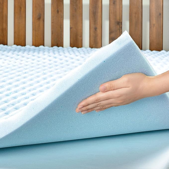 Best Price Mattress 1.5 Inch Egg Crate Memory Foam Mattress Topper, Cooling Gel - Image 4