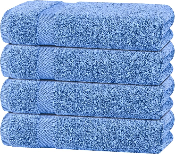 White Classic Light Blue Bath Towels 27x54 Inch, Cotton Towel Set by WhiteClassic