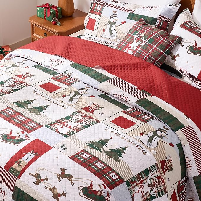 PPOLCA Christmas Twin Quilt Bedding Set, 2-Piece Snowman Printed Lightweight - Image 4