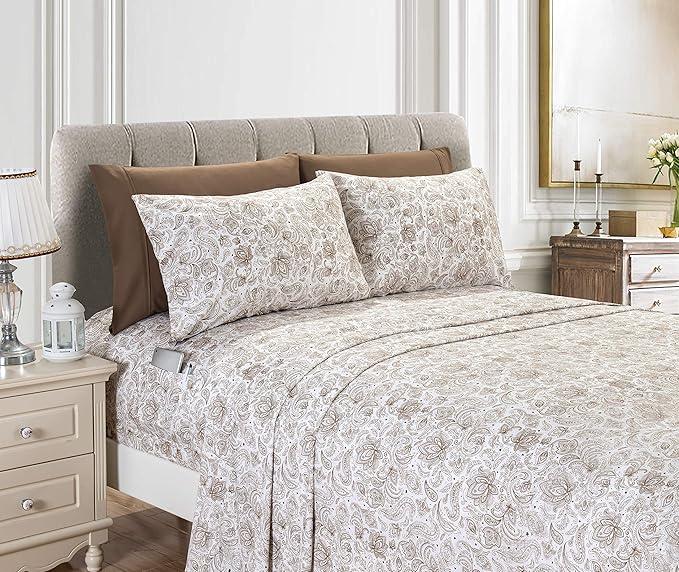 Elegant Comfort Luxury Soft Bed Sheets Paisley Pattern - Image 2