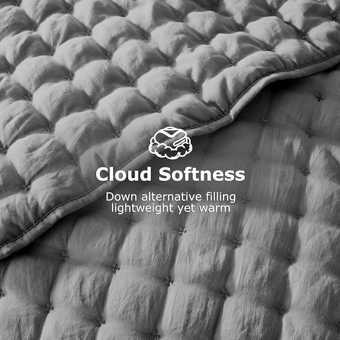 WDCOZY Dark Grey Queen Size Quilt Bedding Sets - Image 4