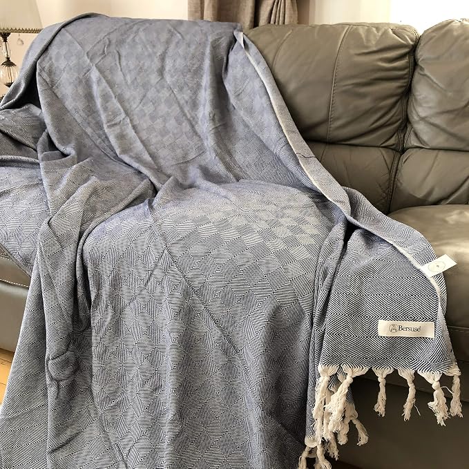 Bersuse 100% Cotton Milas XL Throw Blanket - Image 7