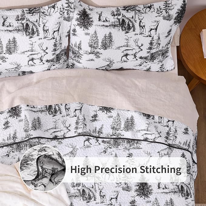 PPOLCA Rustic Queen Quilt Bedding Set, Christmas Lightweight Reversible Cabin - Image 3