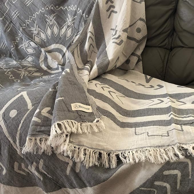 Bersuse 100% Cotton Kona XL Throw Blanket Turkish Towel Beach Blanket - Image 5