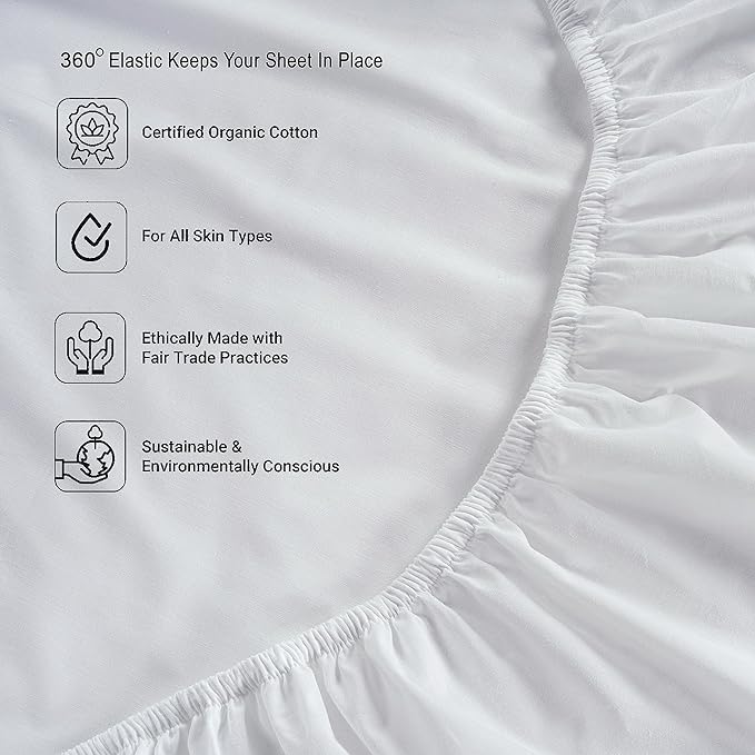 LANE LINEN 100% Organic Cotton White Twin XL Sheets Set, 3-Piece Pure Organic - Image 6