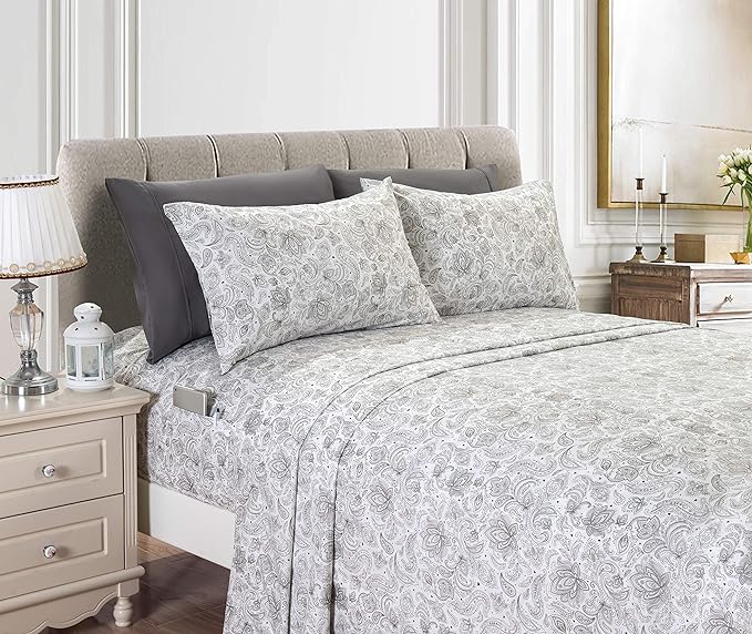Elegant Comfort Luxury Soft Bed Sheets Paisley Pattern - Image 2
