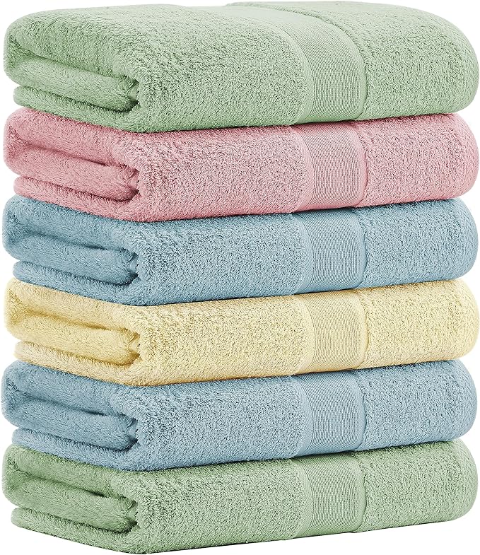 Aibaser Viscose from Bamboo and Cotton Bath Towels Set of 6-27x54 Inch Ultra by Aibaser