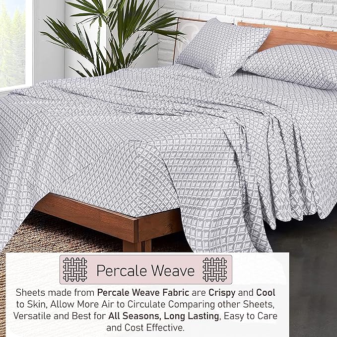 RUVANTI 100% Cotton Sheets – California King Percale Bedding, Cooling & - Image 3