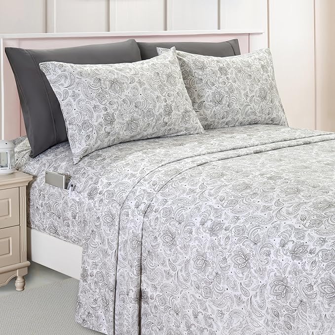 Elegant Comfort Luxury Soft Bed Sheets Paisley Pattern - Image 2