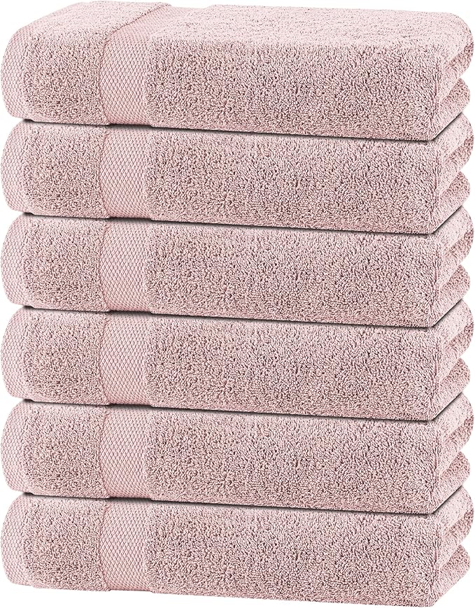 White Classic Wealuxe Pink Bath Towels 24x50 Inch, Cotton Towel Set by WhiteClassic