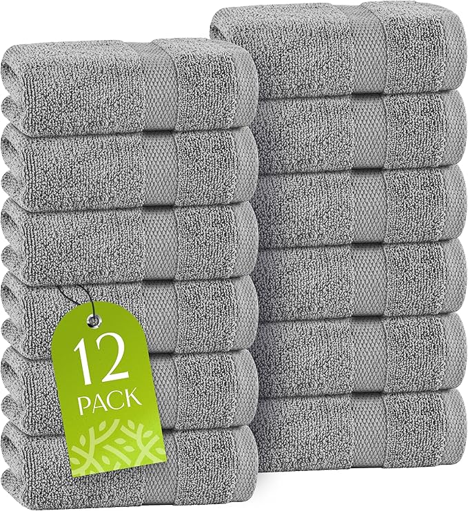 White Classic Light Gray Washcloths Set by WhiteClassic