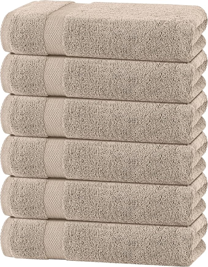 White Classic Wealuxe Taupe Bath Towels 24x50 Inch, Cotton Towel Set by WhiteClassic