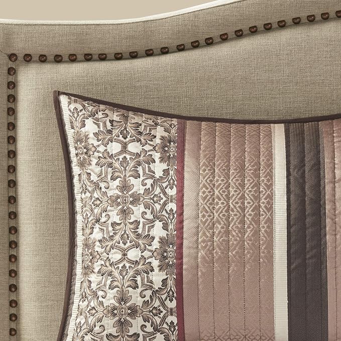 Madison Park Quilt Set Luxurious Jacquard Stripes Design - Image 8