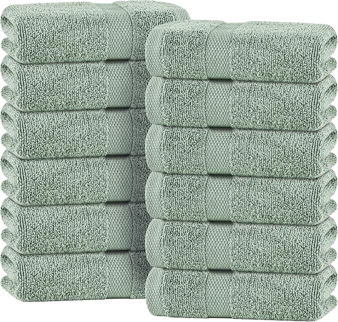 White Classic Green Hand Towels by WhiteClassic