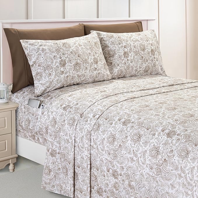 Elegant Comfort Luxury Soft Bed Sheets Paisley Pattern - Image 2