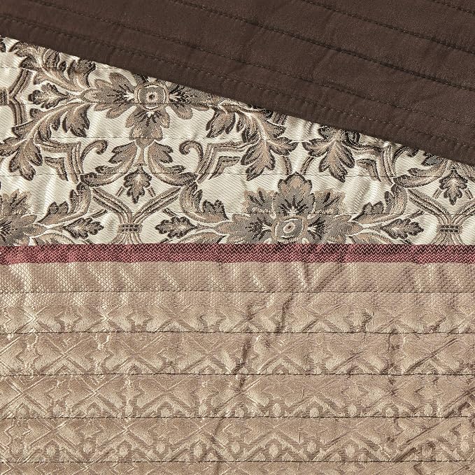 Madison Park Quilt Set Luxurious Jacquard Stripes Design - Image 16