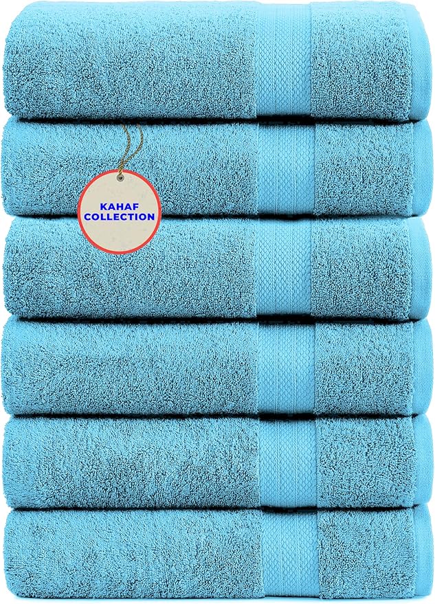 KAHAF COLLECTION 100% Cotton Bath Towels, 24x48 Pack of 6 Towels, Quick Dry by KAHAF+COLLECTION