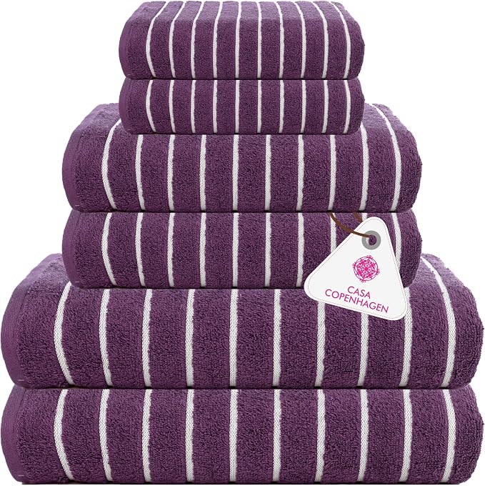 CASA COPENHAGEN Ecstatic 6Pcs 100% Egyptian Cotton Large Designer Towels Gift by CASACOPENHAGEN