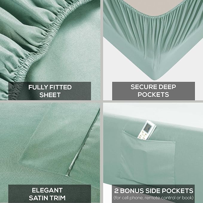 Mueller Ultratemp Bed Sheets Set, Super Soft 1800, 6 Piece California King - Image 4