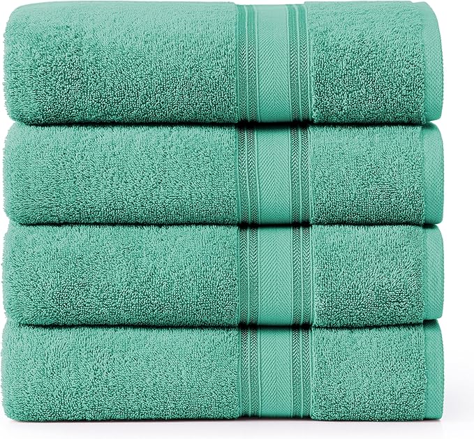 LANE LINEN Large Teal Cotton Bath Sheets, 4 Piece Set, Quick Dry, Super Soft by LaneLinen