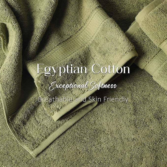 SUPERIOR Egyptian Cotton Pile Bath Towel Set of 2, Ultra Soft Luxury Towels - Image 5