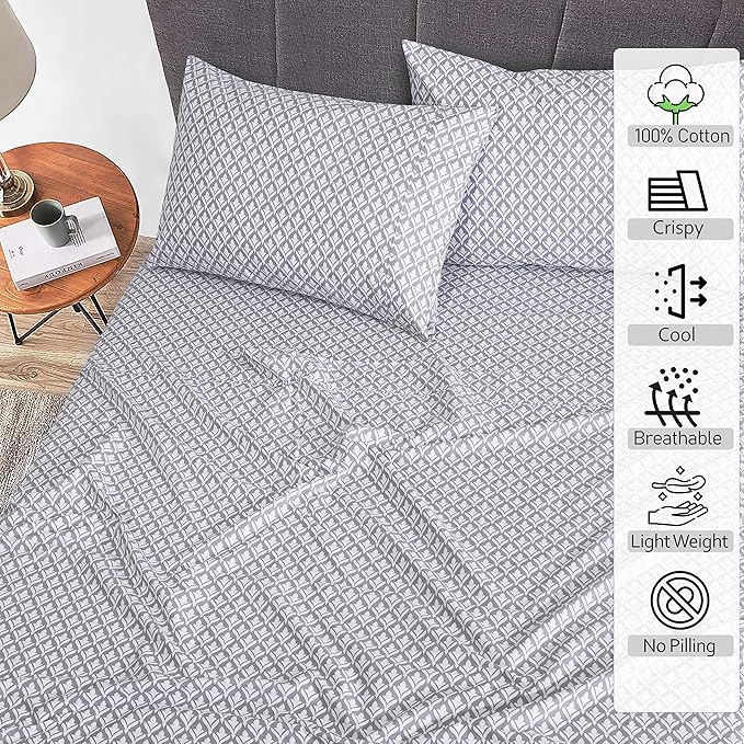 RUVANTI 100% Cotton Sheets – Twin Size Percale Bedding, Cooling & Breathable - Image 2