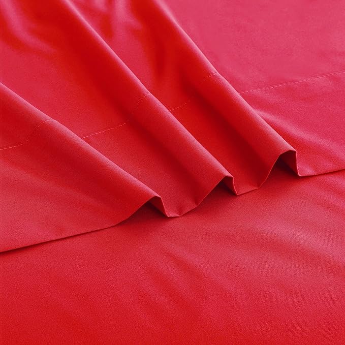 Sfoothome King Flat Sheet Red Top Sheet, Premium Hotel 1-Piece, Luxury and Soft - Image 3